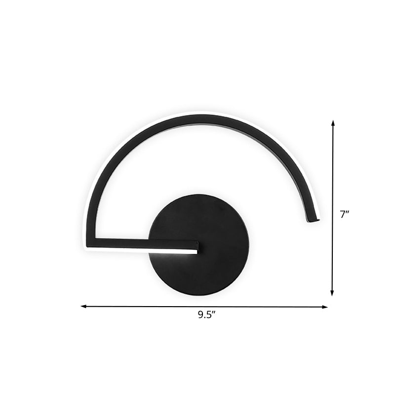 Black Semicircle Wall Light Minimalist LED Iron Wall Mount Sconce for Bedroom in Warm/White Light Clearhalo 'Cast Iron' 'Glass' 'Industrial' 'Modern wall lights' 'Modern' 'Tiffany' 'Traditional wall lights' 'Wall Lamps & Sconces' 'Wall Lights' Lighting' 732043