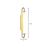 Post Modern LED Wall Light Sconce Brass Finish Tubular Wall Mount Lamp with Opal Glass Shade for Stairway Clearhalo 'Cast Iron' 'Glass' 'Industrial' 'Modern wall lights' 'Modern' 'Tiffany' 'Traditional wall lights' 'Wall Lamps & Sconces' 'Wall Lights' Lighting' 732053