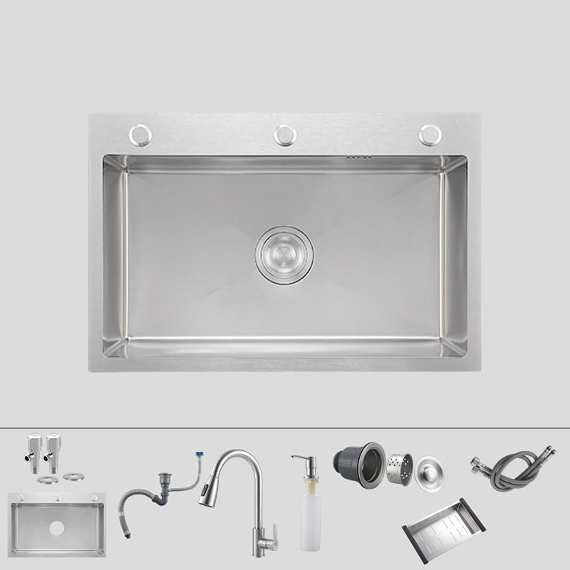 Soundproof Kitchen Sink Overflow Hole Design Kitchen Sink with Basket Strainer Sink with Faucet Pull Out Faucet Clearhalo 'Home Improvement' 'home_improvement' 'home_improvement_kitchen_sinks' 'Kitchen Remodel & Kitchen Fixtures' 'Kitchen Sinks & Faucet Components' 'Kitchen Sinks' 'kitchen_sinks' 7321075