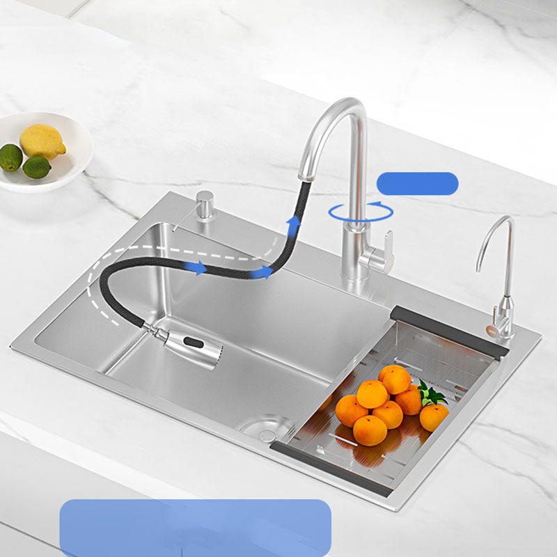Soundproof Kitchen Sink Overflow Hole Design Kitchen Sink with Basket Strainer Clearhalo 'Home Improvement' 'home_improvement' 'home_improvement_kitchen_sinks' 'Kitchen Remodel & Kitchen Fixtures' 'Kitchen Sinks & Faucet Components' 'Kitchen Sinks' 'kitchen_sinks' 7321076