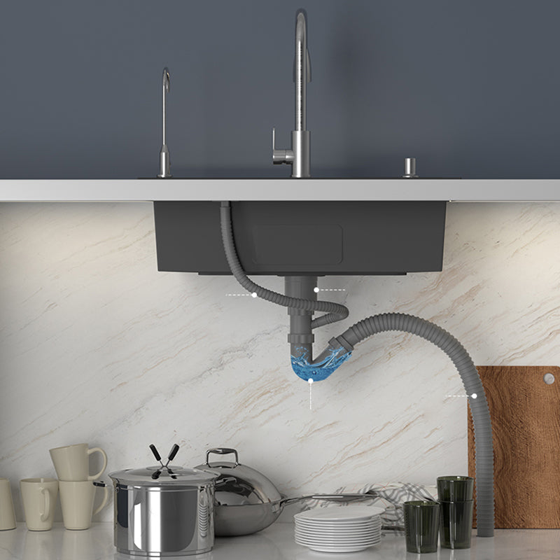 Soundproof Kitchen Sink Overflow Hole Design Kitchen Sink with Basket Strainer Clearhalo 'Home Improvement' 'home_improvement' 'home_improvement_kitchen_sinks' 'Kitchen Remodel & Kitchen Fixtures' 'Kitchen Sinks & Faucet Components' 'Kitchen Sinks' 'kitchen_sinks' 7321084