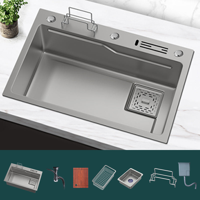 Dirt Resistant Kitchen Sink Soundproof Design Kitchen Sink with Basket Strainer Sink Only None Clearhalo 'Home Improvement' 'home_improvement' 'home_improvement_kitchen_sinks' 'Kitchen Remodel & Kitchen Fixtures' 'Kitchen Sinks & Faucet Components' 'Kitchen Sinks' 'kitchen_sinks' 7321094