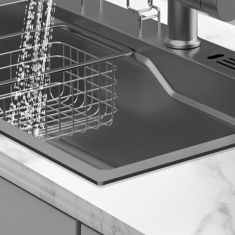 Dirt Resistant Kitchen Sink Soundproof Design Kitchen Sink with Basket Strainer Clearhalo 'Home Improvement' 'home_improvement' 'home_improvement_kitchen_sinks' 'Kitchen Remodel & Kitchen Fixtures' 'Kitchen Sinks & Faucet Components' 'Kitchen Sinks' 'kitchen_sinks' 7321105