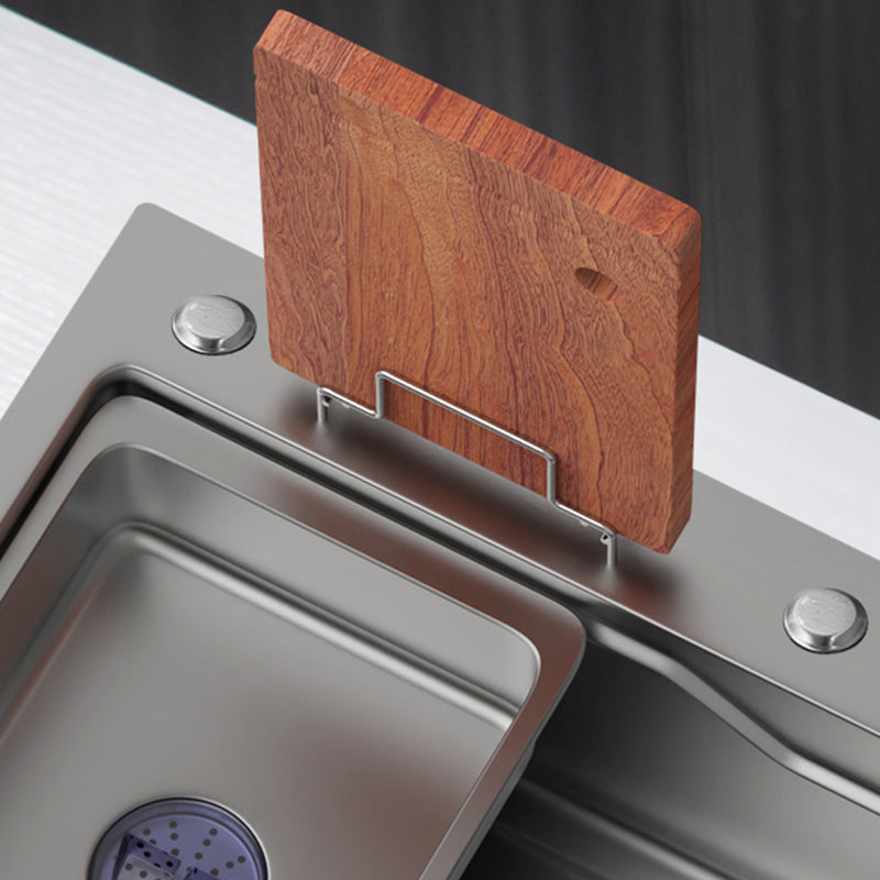 Dirt Resistant Kitchen Sink Soundproof Design Kitchen Sink with Basket Strainer Clearhalo 'Home Improvement' 'home_improvement' 'home_improvement_kitchen_sinks' 'Kitchen Remodel & Kitchen Fixtures' 'Kitchen Sinks & Faucet Components' 'Kitchen Sinks' 'kitchen_sinks' 7321107