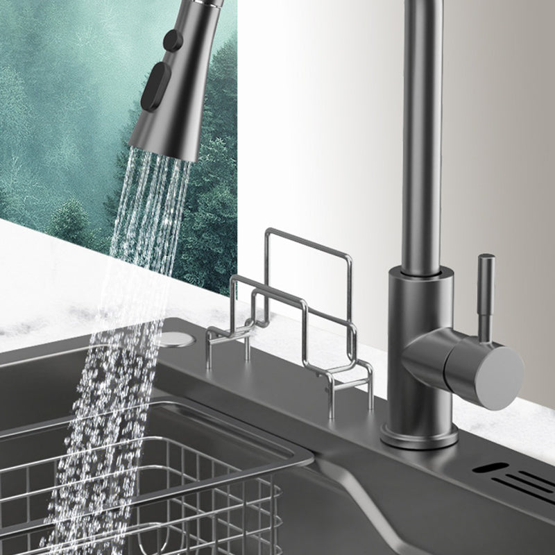 Dirt Resistant Kitchen Sink Soundproof Design Kitchen Sink with Basket Strainer Clearhalo 'Home Improvement' 'home_improvement' 'home_improvement_kitchen_sinks' 'Kitchen Remodel & Kitchen Fixtures' 'Kitchen Sinks & Faucet Components' 'Kitchen Sinks' 'kitchen_sinks' 7321108