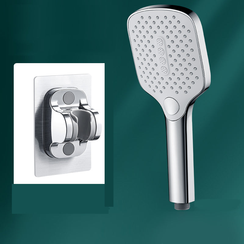 Contemporary Rectangular Hand Shower 3 Sprays Wall-Mount Hand Shower Silver Shower Head with Wall Pedestal Hose not included Clearhalo 'Bathroom Remodel & Bathroom Fixtures' 'Home Improvement' 'home_improvement' 'home_improvement_shower_heads' 'Shower Heads' 'shower_heads' 'Showers & Bathtubs Plumbing' 'Showers & Bathtubs' 7321169