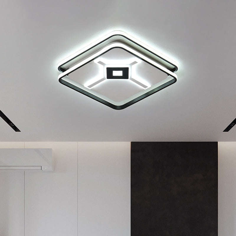 LED Bedroom Flush Mount Light Fixture Modern Black Ceiling Flush with Squared Acrylic Shade in White/Warm Light Clearhalo 'Ceiling Lights' 'Close To Ceiling Lights' 'Close to ceiling' 'Flush mount' Lighting' 732119
