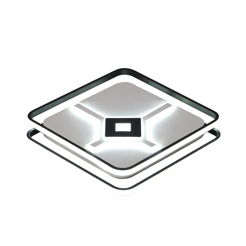 LED Bedroom Flush Mount Light Fixture Modern Black Ceiling Flush with Squared Acrylic Shade in White/Warm Light Clearhalo 'Ceiling Lights' 'Close To Ceiling Lights' 'Close to ceiling' 'Flush mount' Lighting' 732120