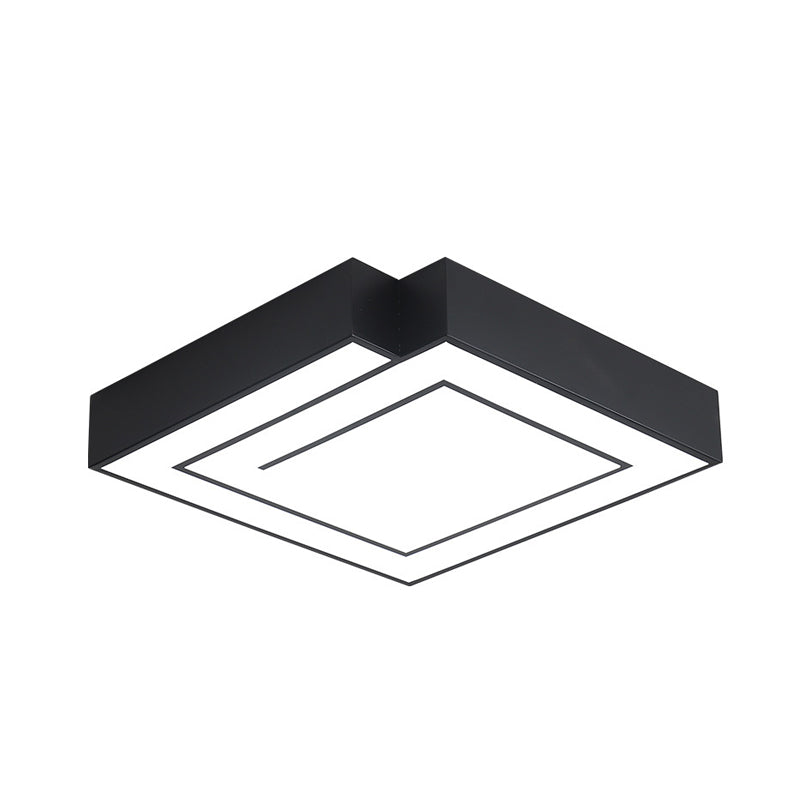 Iron Square Flush Mount Lighting Simple 18"/21.5" W LED Flush Ceiling Lamp in White/Black for Bedroom, White/Warm Light Clearhalo 'Ceiling Lights' 'Close To Ceiling Lights' 'Close to ceiling' 'Flush mount' Lighting' 732132