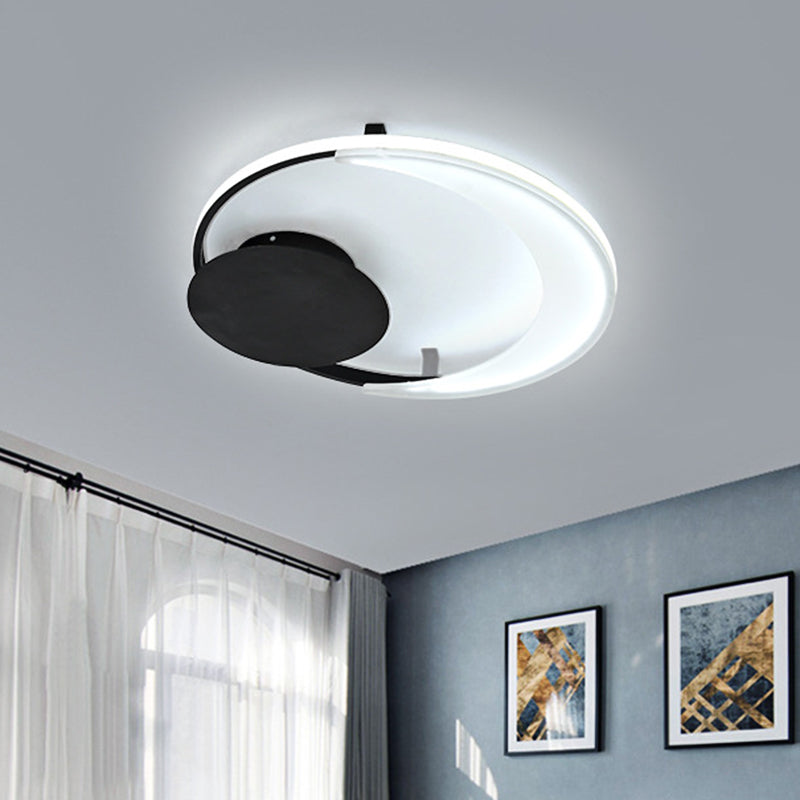 LED Bedroom Ceiling Flush Mount Contemporary Black Flushmount with Meniscus Acrylic Shade, 16.5"/20.5" Wide Black Clearhalo 'Ceiling Lights' 'Close To Ceiling Lights' 'Close to ceiling' 'Flush mount' Lighting' 732138