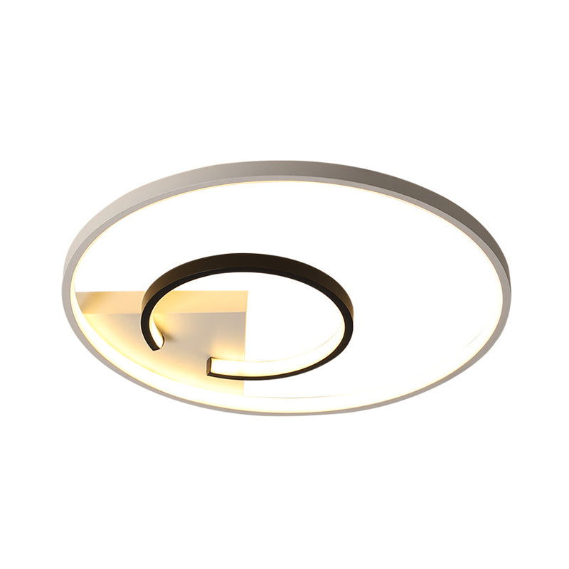 Acrylic 2-Hoop Flushmount Simple 16"/19.5" W LED Ceiling Mount Light Fixture in White and Black for Bedroom, Warm/White Light Clearhalo 'Ceiling Lights' 'Close To Ceiling Lights' 'Close to ceiling' 'Flush mount' Lighting' 732147