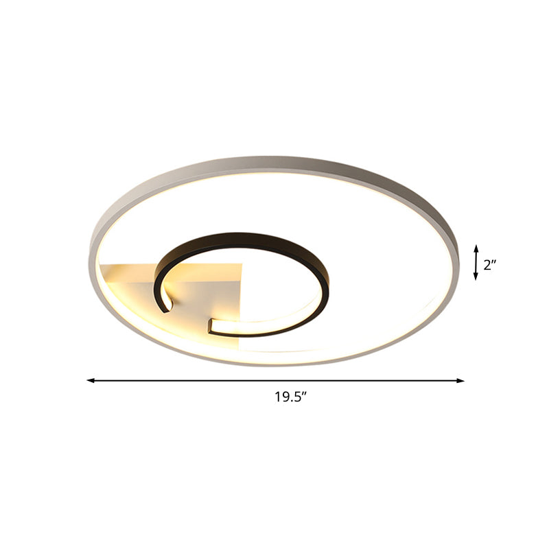 Acrylic 2-Hoop Flushmount Simple 16"/19.5" W LED Ceiling Mount Light Fixture in White and Black for Bedroom, Warm/White Light Clearhalo 'Ceiling Lights' 'Close To Ceiling Lights' 'Close to ceiling' 'Flush mount' Lighting' 732149