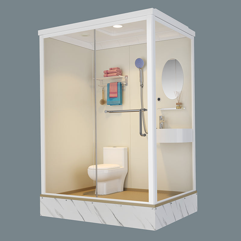 Frosted Tempered Glass Shower Kit with Ceiling and Back Wall Panel Clearhalo 'Bathroom Remodel & Bathroom Fixtures' 'Home Improvement' 'home_improvement' 'home_improvement_shower_stalls_enclosures' 'Shower Stalls & Enclosures' 'shower_stalls_enclosures' 'Showers & Bathtubs' 7321574