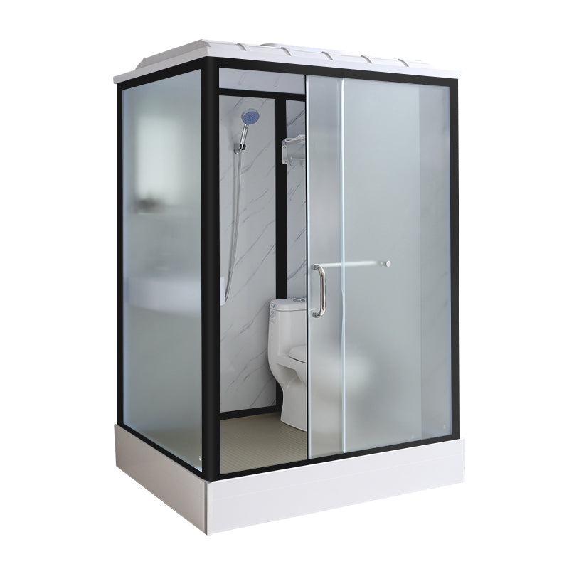 Frosted Tempered Glass Shower Kit with Ceiling and Back Wall Panel Black Clearhalo 'Bathroom Remodel & Bathroom Fixtures' 'Home Improvement' 'home_improvement' 'home_improvement_shower_stalls_enclosures' 'Shower Stalls & Enclosures' 'shower_stalls_enclosures' 'Showers & Bathtubs' 7321578