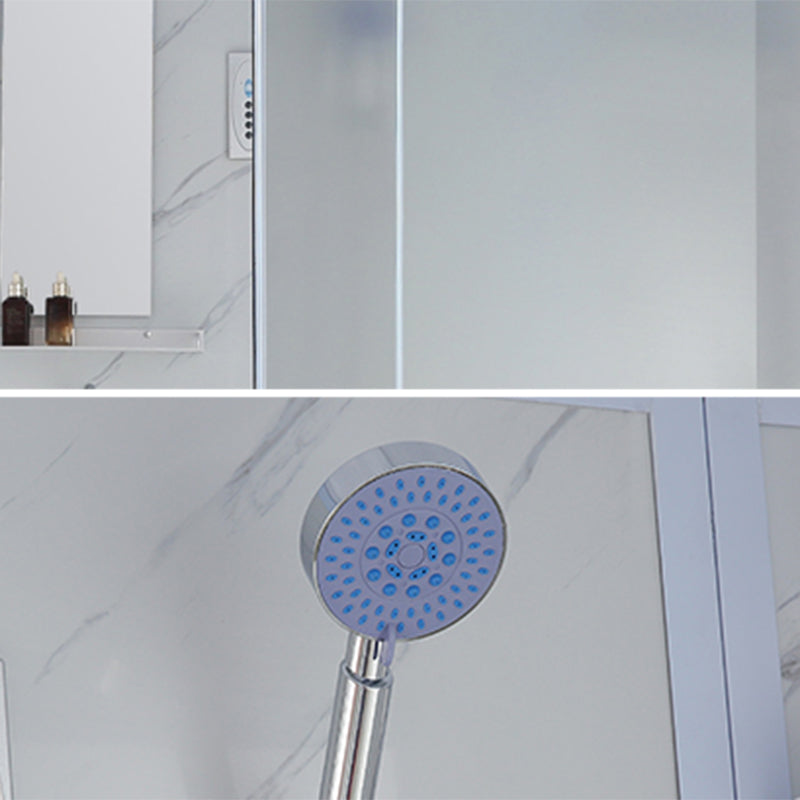 Frosted Tempered Glass Shower Kit with Ceiling and Back Wall Panel Clearhalo 'Bathroom Remodel & Bathroom Fixtures' 'Home Improvement' 'home_improvement' 'home_improvement_shower_stalls_enclosures' 'Shower Stalls & Enclosures' 'shower_stalls_enclosures' 'Showers & Bathtubs' 7321581