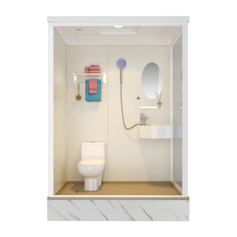 Frosted Tempered Glass Shower Kit with Ceiling and Back Wall Panel White Clearhalo 'Bathroom Remodel & Bathroom Fixtures' 'Home Improvement' 'home_improvement' 'home_improvement_shower_stalls_enclosures' 'Shower Stalls & Enclosures' 'shower_stalls_enclosures' 'Showers & Bathtubs' 7321583