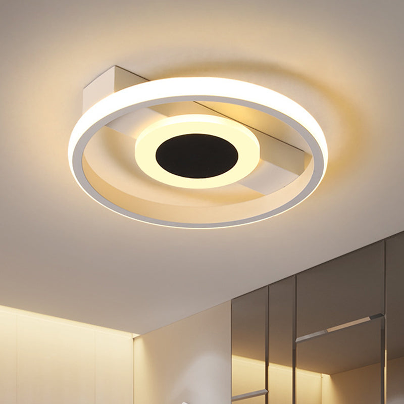 Simple LED Flush Mount Light Fixture White Halo Flush Ceiling Lamp with Acrylic Shade in Warm/White Light White Clearhalo 'Ceiling Lights' 'Close To Ceiling Lights' 'Close to ceiling' 'Flush mount' Lighting' 732170