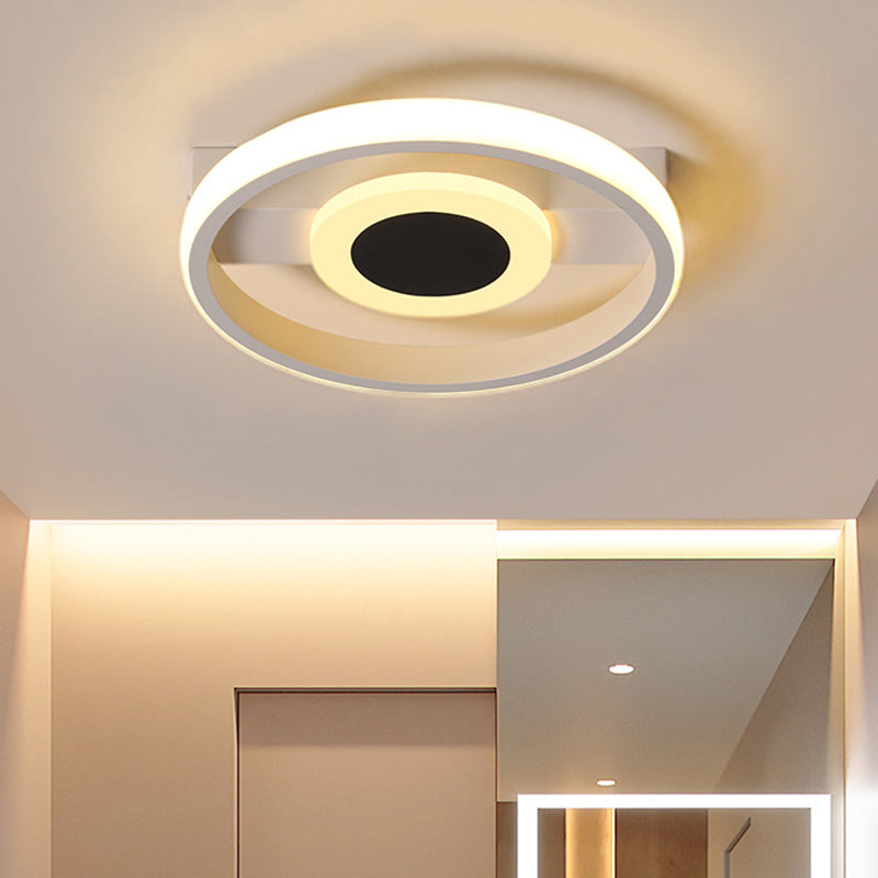 Simple LED Flush Mount Light Fixture White Halo Flush Ceiling Lamp with Acrylic Shade in Warm/White Light Clearhalo 'Ceiling Lights' 'Close To Ceiling Lights' 'Close to ceiling' 'Flush mount' Lighting' 732171