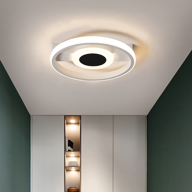 Simple LED Flush Mount Light Fixture White Halo Flush Ceiling Lamp with Acrylic Shade in Warm/White Light Clearhalo 'Ceiling Lights' 'Close To Ceiling Lights' 'Close to ceiling' 'Flush mount' Lighting' 732172