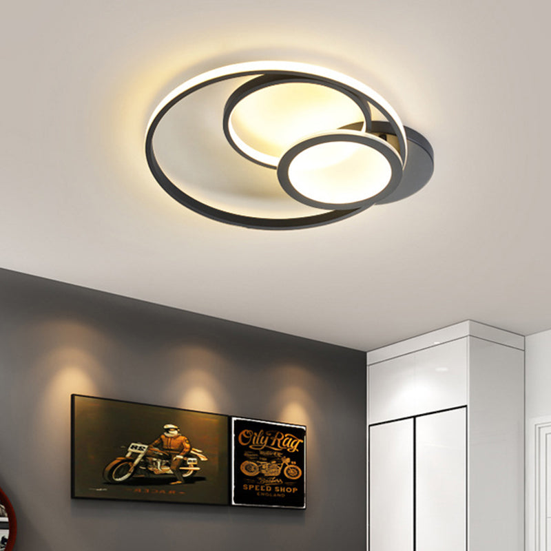 Acrylic Multi-Hoop Flush Light Fixture Modern White/Black LED Close to Ceiling Lamp in White/Warm Light Clearhalo 'Ceiling Lights' 'Close To Ceiling Lights' 'Close to ceiling' 'Flush mount' Lighting' 732176