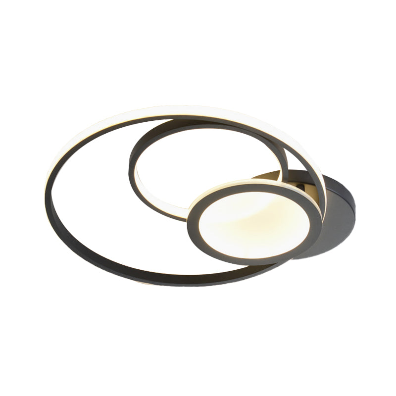 Acrylic Multi-Hoop Flush Light Fixture Modern White/Black LED Close to Ceiling Lamp in White/Warm Light Clearhalo 'Ceiling Lights' 'Close To Ceiling Lights' 'Close to ceiling' 'Flush mount' Lighting' 732177