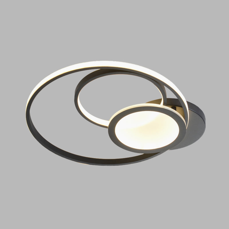 Acrylic Multi-Hoop Flush Light Fixture Modern White/Black LED Close to Ceiling Lamp in White/Warm Light Clearhalo 'Ceiling Lights' 'Close To Ceiling Lights' 'Close to ceiling' 'Flush mount' Lighting' 732178