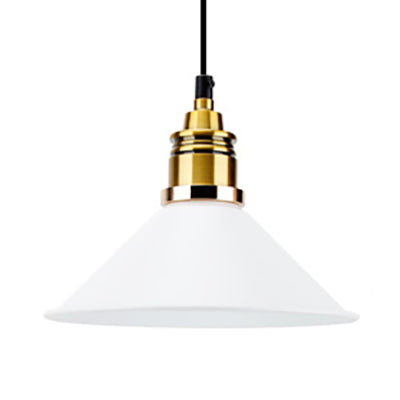 1 Bulb Pendant Light Modern Stylish Conic Shade Metal Hanging Lamp in Black/Grey/White for Dining Room White Clearhalo 'Ceiling Lights' 'Modern Pendants' 'Modern' 'Pendant Lights' 'Pendants' Lighting' 73218