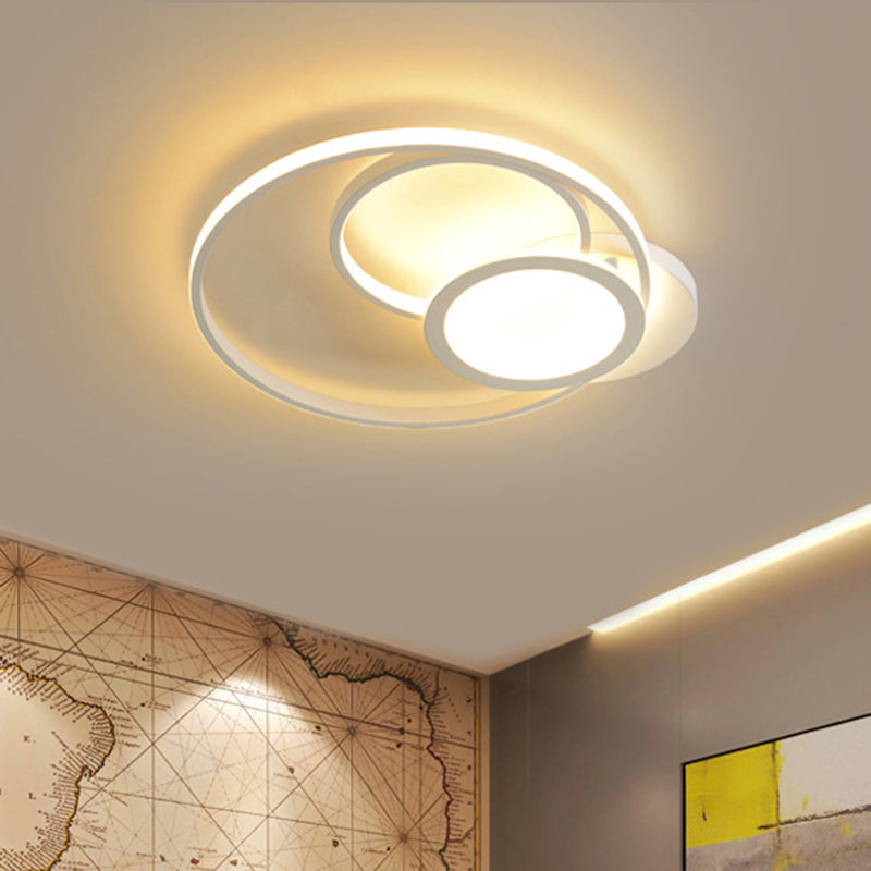 Acrylic Multi-Hoop Flush Light Fixture Modern White/Black LED Close to Ceiling Lamp in White/Warm Light White Clearhalo 'Ceiling Lights' 'Close To Ceiling Lights' 'Close to ceiling' 'Flush mount' Lighting' 732180