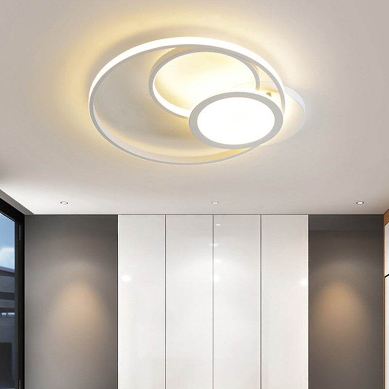 Acrylic Multi-Hoop Flush Light Fixture Modern White/Black LED Close to Ceiling Lamp in White/Warm Light Clearhalo 'Ceiling Lights' 'Close To Ceiling Lights' 'Close to ceiling' 'Flush mount' Lighting' 732181