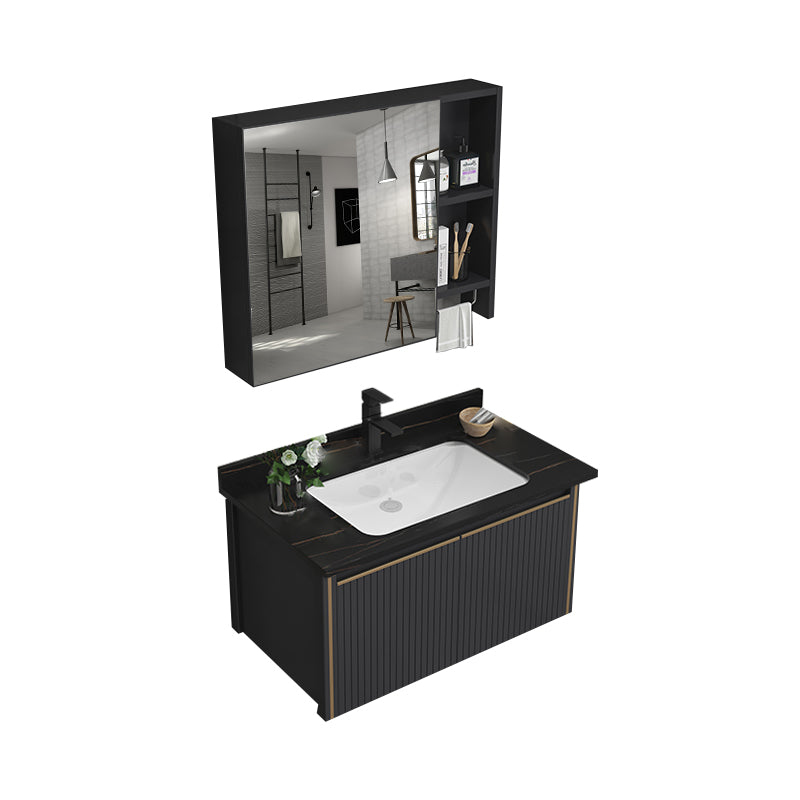 Modern Wall Mount Bathroom Vanity Set Stone Faucet Included Bathroom Vanity Vanity & Faucet & Mirror Cabinet Stone Clearhalo 'Bathroom Remodel & Bathroom Fixtures' 'Bathroom Vanities' 'bathroom_vanities' 'Home Improvement' 'home_improvement' 'home_improvement_bathroom_vanities' 7321881