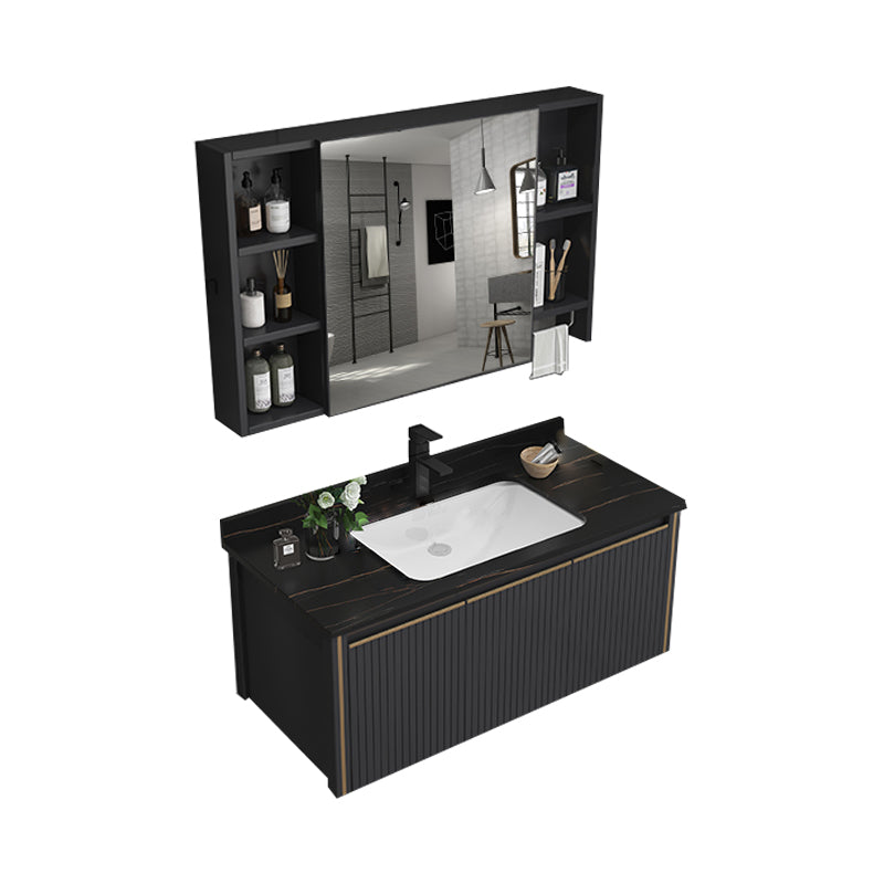 Modern Wall Mount Bathroom Vanity Set Stone Faucet Included Bathroom Vanity Vanity & Faucet & Mirror Cabinet Stone Clearhalo 'Bathroom Remodel & Bathroom Fixtures' 'Bathroom Vanities' 'bathroom_vanities' 'Home Improvement' 'home_improvement' 'home_improvement_bathroom_vanities' 7321883