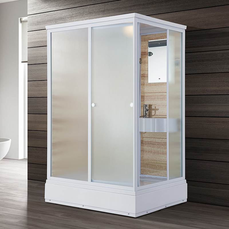 Rectangle Tempered Glass Shower Stall Frosted Semi-Frameless Shower Stall 55"L x 43"W x 91"H Toilet Not Included Sided Opening Clearhalo 'Bathroom Remodel & Bathroom Fixtures' 'Home Improvement' 'home_improvement' 'home_improvement_shower_stalls_enclosures' 'Shower Stalls & Enclosures' 'shower_stalls_enclosures' 'Showers & Bathtubs' 7322156