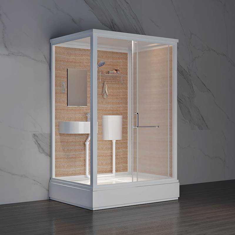 Rectangle Tempered Glass Shower Stall Frosted Semi-Frameless Shower Stall Clearhalo 'Bathroom Remodel & Bathroom Fixtures' 'Home Improvement' 'home_improvement' 'home_improvement_shower_stalls_enclosures' 'Shower Stalls & Enclosures' 'shower_stalls_enclosures' 'Showers & Bathtubs' 7322157