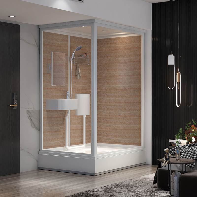 Rectangle Tempered Glass Shower Stall Frosted Semi-Frameless Shower Stall Clearhalo 'Bathroom Remodel & Bathroom Fixtures' 'Home Improvement' 'home_improvement' 'home_improvement_shower_stalls_enclosures' 'Shower Stalls & Enclosures' 'shower_stalls_enclosures' 'Showers & Bathtubs' 7322159