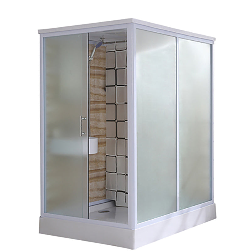 Rectangle Tempered Glass Shower Stall Frosted Semi-Frameless Shower Stall 67"L x 47"W x 91"H Sided Opening Clearhalo 'Bathroom Remodel & Bathroom Fixtures' 'Home Improvement' 'home_improvement' 'home_improvement_shower_stalls_enclosures' 'Shower Stalls & Enclosures' 'shower_stalls_enclosures' 'Showers & Bathtubs' 7322165