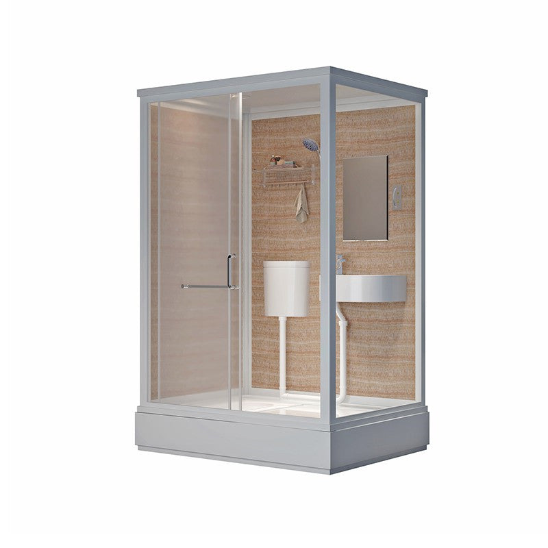 Rectangle Tempered Glass Shower Stall Frosted Semi-Frameless Shower Stall 39"L x 39"W x 91"H Latrine Pit Included Front Opening Clearhalo 'Bathroom Remodel & Bathroom Fixtures' 'Home Improvement' 'home_improvement' 'home_improvement_shower_stalls_enclosures' 'Shower Stalls & Enclosures' 'shower_stalls_enclosures' 'Showers & Bathtubs' 7322167