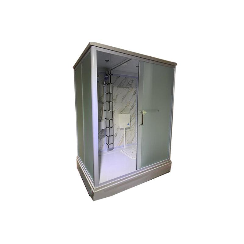 Rectangle Tempered Glass Shower Stall Frosted Semi-Frameless Shower Stall 67"L x 47"W x 91"H Latrine Pit Included Front Opening Clearhalo 'Bathroom Remodel & Bathroom Fixtures' 'Home Improvement' 'home_improvement' 'home_improvement_shower_stalls_enclosures' 'Shower Stalls & Enclosures' 'shower_stalls_enclosures' 'Showers & Bathtubs' 7322169
