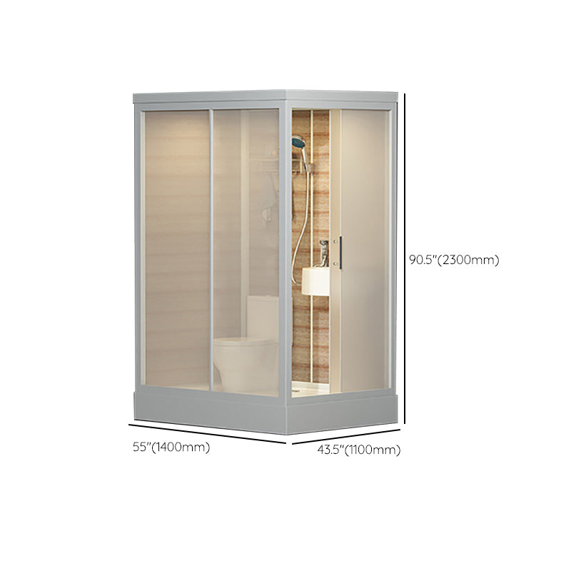 Rectangle Tempered Glass Shower Stall Frosted Semi-Frameless Shower Stall Clearhalo 'Bathroom Remodel & Bathroom Fixtures' 'Home Improvement' 'home_improvement' 'home_improvement_shower_stalls_enclosures' 'Shower Stalls & Enclosures' 'shower_stalls_enclosures' 'Showers & Bathtubs' 7322175