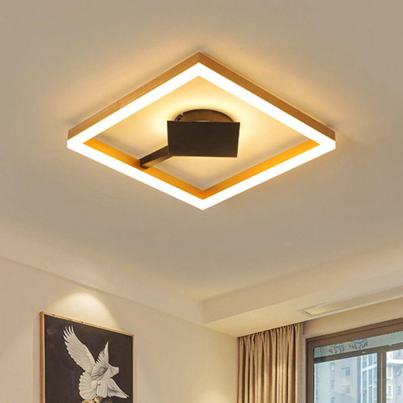 Gold Square Frame Flush Mount Modernism 16"/23.5" W LED Metallic Flush Ceiling Light Fixture for Bedroom Gold Clearhalo 'Ceiling Lights' 'Close To Ceiling Lights' 'Close to ceiling' 'Flush mount' Lighting' 732239