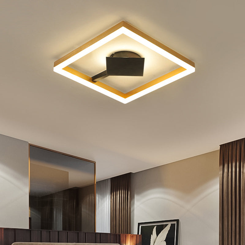 Gold Square Frame Flush Mount Modernism 16"/23.5" W LED Metallic Flush Ceiling Light Fixture for Bedroom Clearhalo 'Ceiling Lights' 'Close To Ceiling Lights' 'Close to ceiling' 'Flush mount' Lighting' 732240