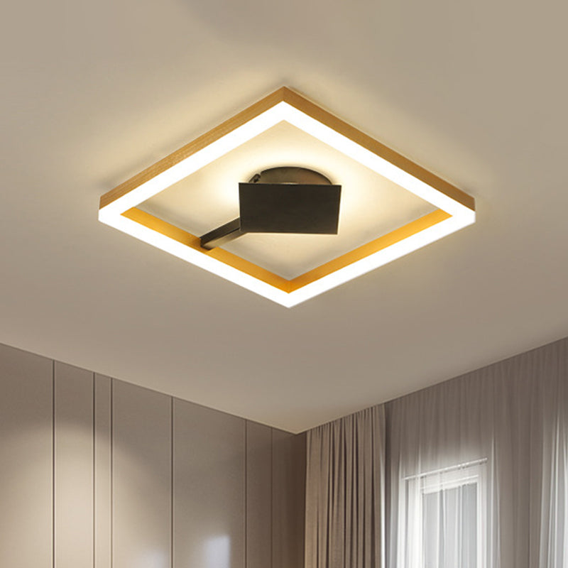 Gold Square Frame Flush Mount Modernism 16"/23.5" W LED Metallic Flush Ceiling Light Fixture for Bedroom Clearhalo 'Ceiling Lights' 'Close To Ceiling Lights' 'Close to ceiling' 'Flush mount' Lighting' 732241