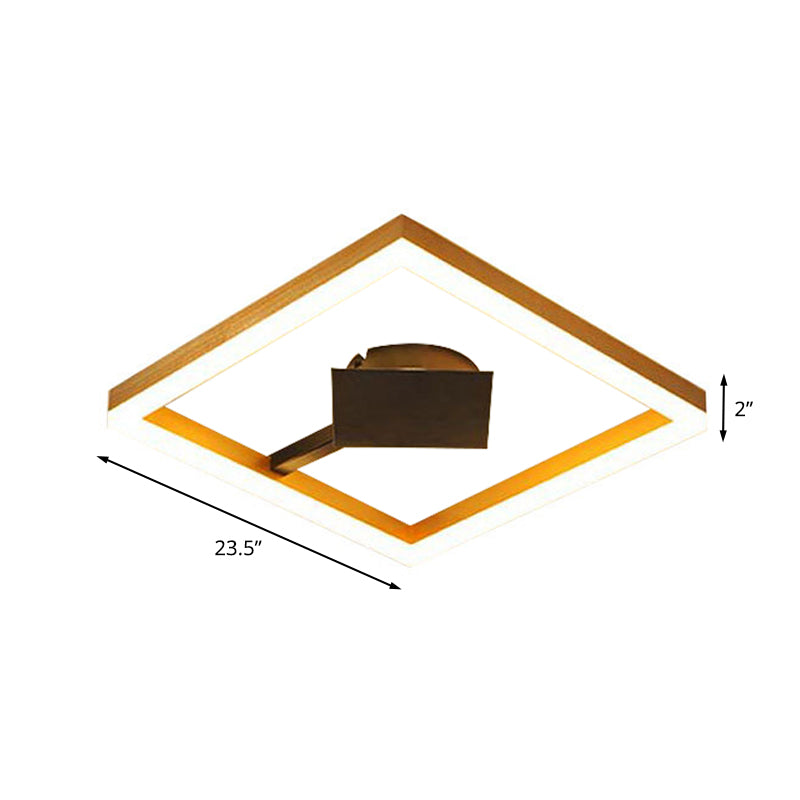 Gold Square Frame Flush Mount Modernism 16"/23.5" W LED Metallic Flush Ceiling Light Fixture for Bedroom Clearhalo 'Ceiling Lights' 'Close To Ceiling Lights' 'Close to ceiling' 'Flush mount' Lighting' 732244