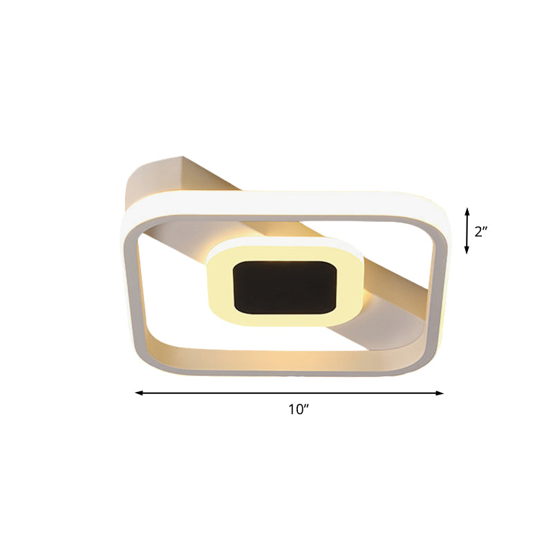 White Squared Flush Lighting Minimalist LED Acrylic Ceiling Flush Mount Lamp in White/Warm Light Clearhalo 'Ceiling Lights' 'Close To Ceiling Lights' 'Close to ceiling' 'Flush mount' Lighting' 732249