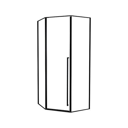 Black Neo-Angle Shower Enclosure Clear Tempered Glass Shower Enclosure Left Clearhalo 'Bathroom Remodel & Bathroom Fixtures' 'Home Improvement' 'home_improvement' 'home_improvement_shower_stalls_enclosures' 'Shower Stalls & Enclosures' 'shower_stalls_enclosures' 'Showers & Bathtubs' 7322609