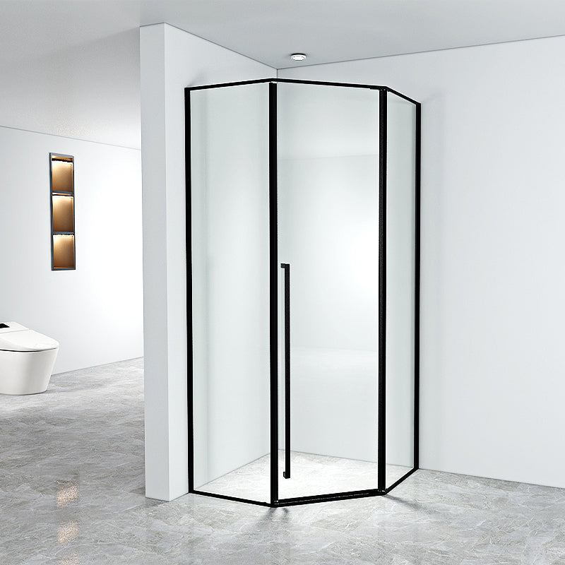 Black Neo-Angle Shower Enclosure Clear Tempered Glass Shower Enclosure Clearhalo 'Bathroom Remodel & Bathroom Fixtures' 'Home Improvement' 'home_improvement' 'home_improvement_shower_stalls_enclosures' 'Shower Stalls & Enclosures' 'shower_stalls_enclosures' 'Showers & Bathtubs' 7322610