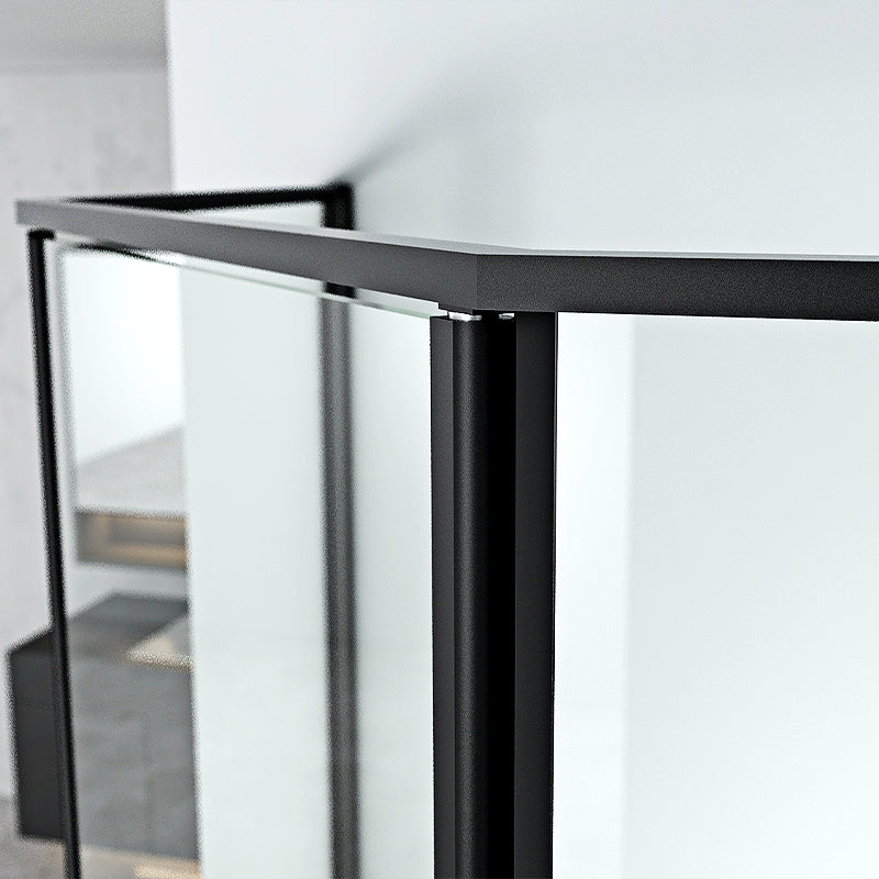 Black Neo-Angle Shower Enclosure Clear Tempered Glass Shower Enclosure Clearhalo 'Bathroom Remodel & Bathroom Fixtures' 'Home Improvement' 'home_improvement' 'home_improvement_shower_stalls_enclosures' 'Shower Stalls & Enclosures' 'shower_stalls_enclosures' 'Showers & Bathtubs' 7322616