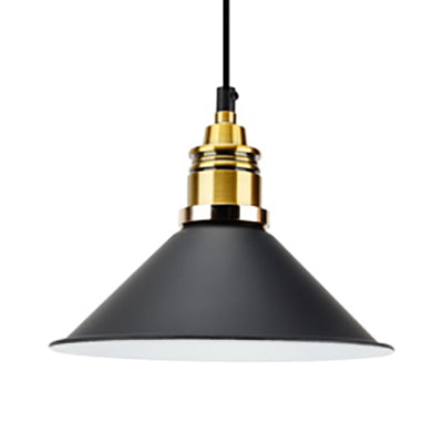 1 Bulb Pendant Light Modern Stylish Conic Shade Metal Hanging Lamp in Black/Grey/White for Dining Room Black Clearhalo 'Ceiling Lights' 'Modern Pendants' 'Modern' 'Pendant Lights' 'Pendants' Lighting' 73227