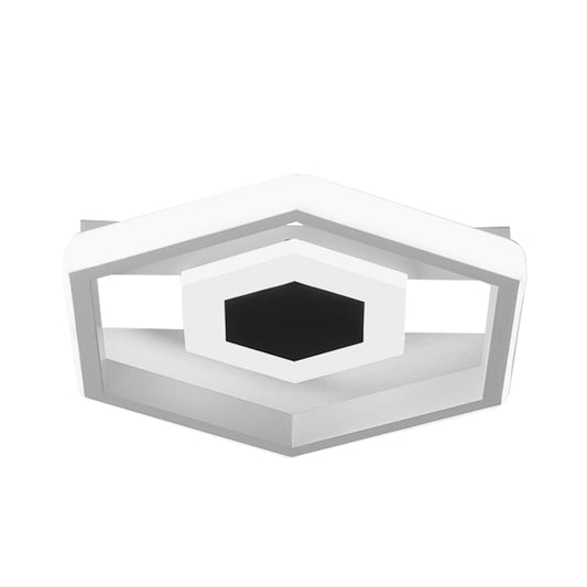 Metal Hexagon Ceiling Flush Modernist LED Flush-Mount Light Fixture in White for Cloakroom, White/Warm Light Clearhalo 'Ceiling Lights' 'Close To Ceiling Lights' 'Close to ceiling' 'Flush mount' Lighting' 732277