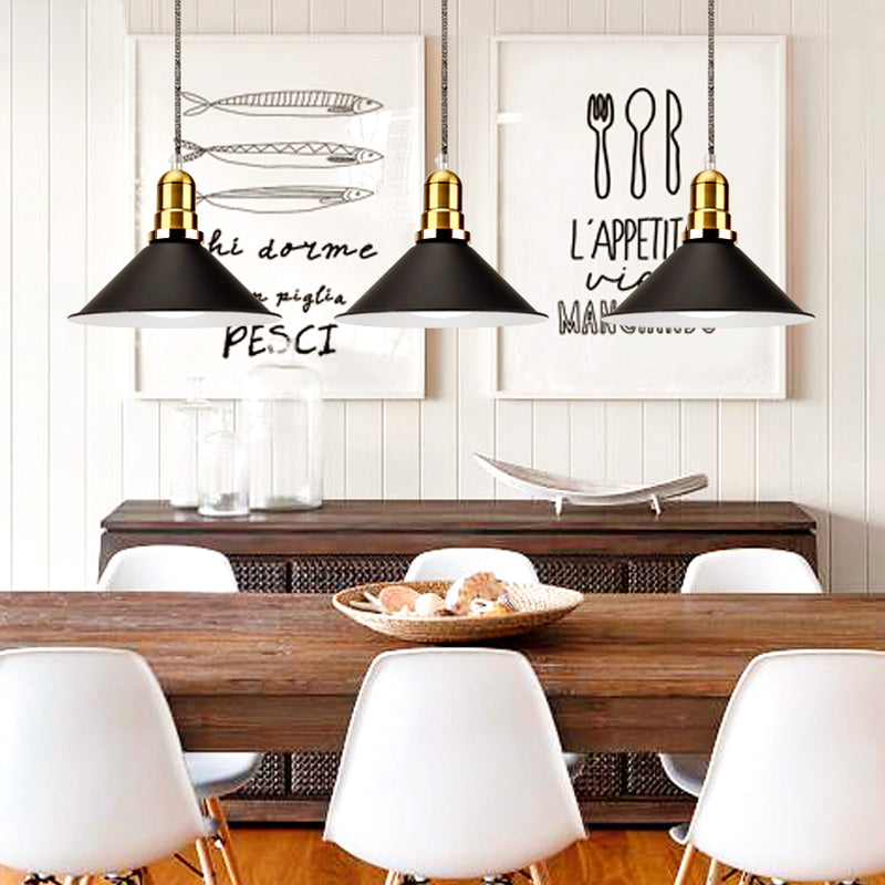 1 Bulb Pendant Light Modern Stylish Conic Shade Metal Hanging Lamp in Black/Grey/White for Dining Room Clearhalo 'Ceiling Lights' 'Modern Pendants' 'Modern' 'Pendant Lights' 'Pendants' Lighting' 73228
