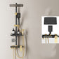 Shower Set Wall Mounted Lever Handle Shower Hose Handshower Square Shower Set Black-Gold Thermostatic Digital Display Included Clearhalo 'Bathroom Remodel & Bathroom Fixtures' 'Home Improvement' 'home_improvement' 'home_improvement_shower_faucets' 'Shower Faucets & Systems' 'shower_faucets' 'Showers & Bathtubs Plumbing' 'Showers & Bathtubs' 7322885